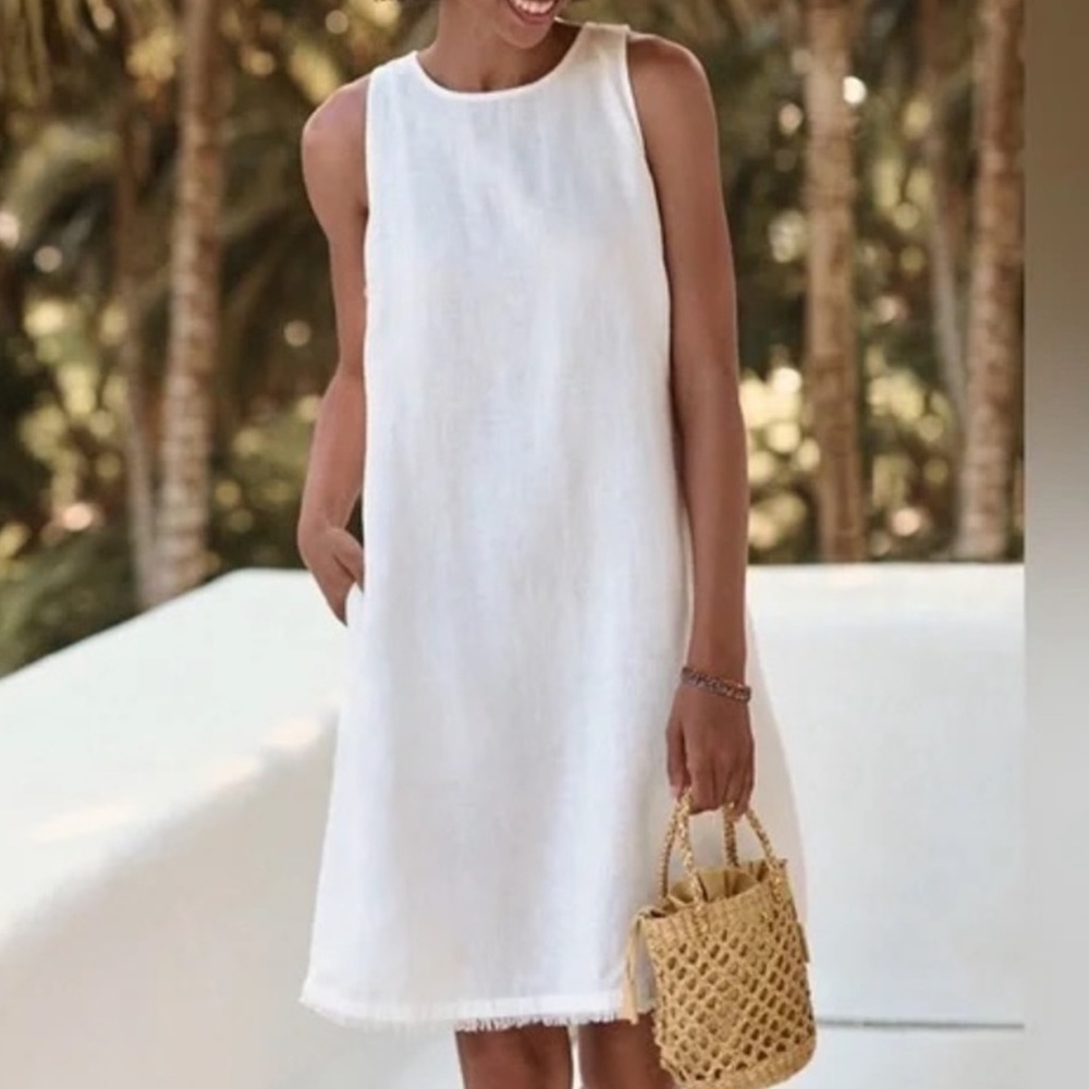 Garnet Hill Tank White Linen Dress